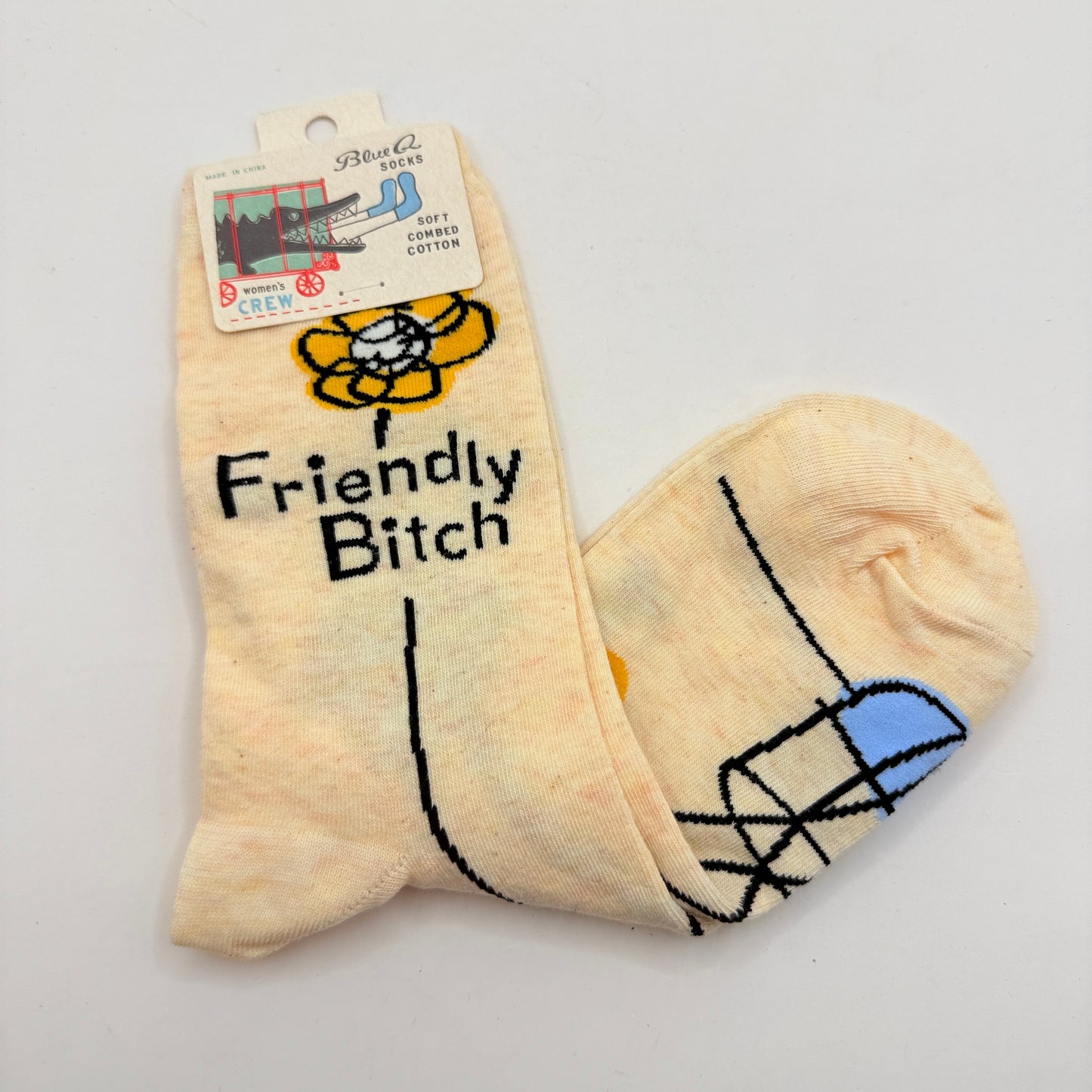 Blue Q Friendly Bitch Crew Socks – Women’s 5–10