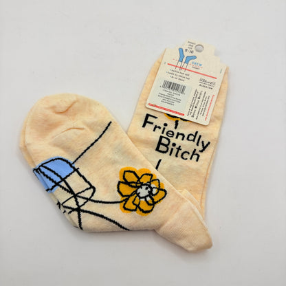 Blue Q Friendly Bitch Crew Socks – Women’s 5–10