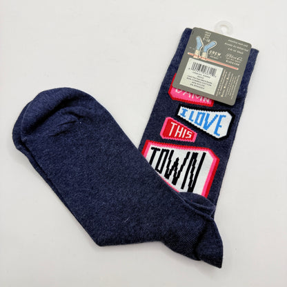 Blue Q “Damn, I Love This Town” Men’s Crew Socks Men’s 7–12