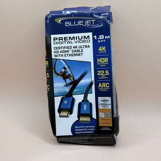 Bluejet by Vanco 1.8m Certified 4K Ultra HD HDMI Cable