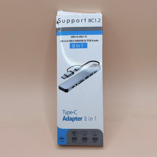 Support BC1.2 Type-C Adapter 8 in 1 USB Hub