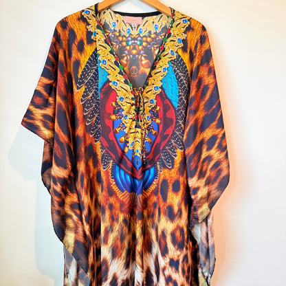 Resort by Augustine Leopard Print Jeweled Kaftan - One Size