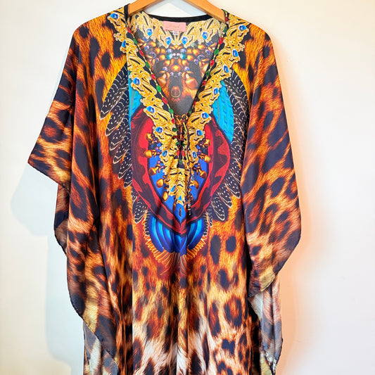 Resort by Augustine Leopard Print Jeweled Kaftan - One Size