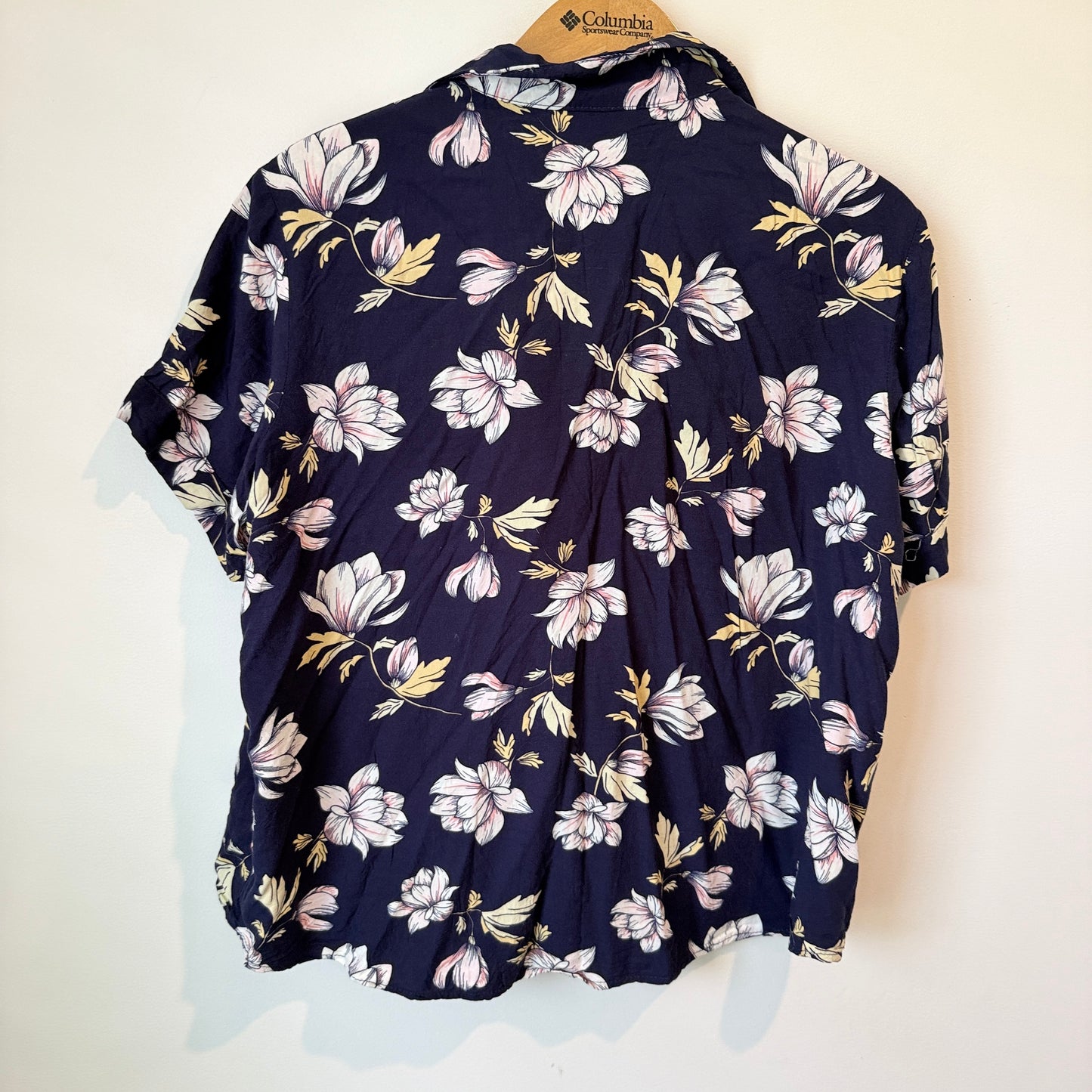 ed.it.ed Sleep Floral Button Up Shirt Navy Blue - Size 16