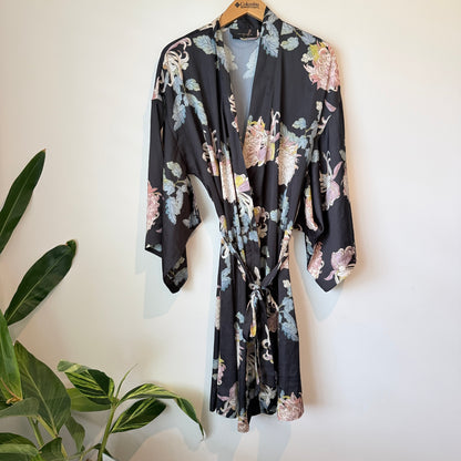 Acapella Black Floral Robe - Size 8