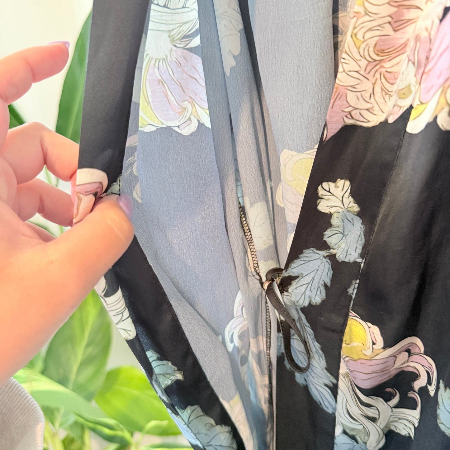 Acapella Black Floral Robe - Size 8