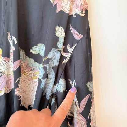 Acapella Black Floral Robe - Size 8