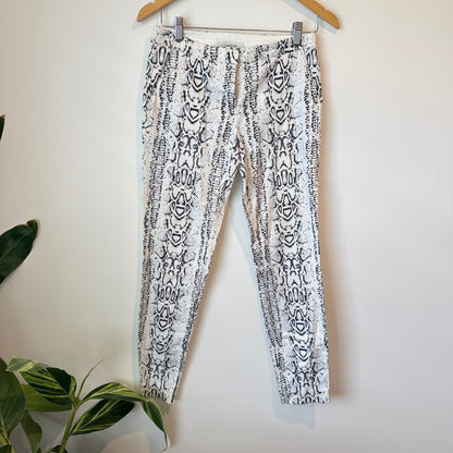 Country Road Snakeskin Print Trousers White Black - Size 4