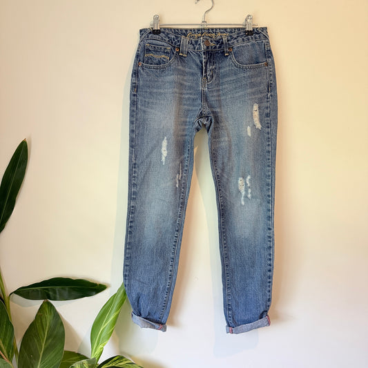 RRJ Size 29 Distressed Straight-Leg Jeans