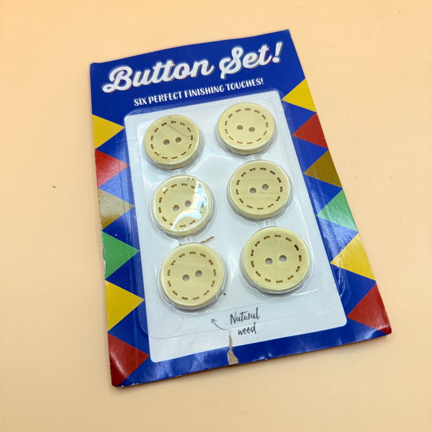Natural Wooden Button Set (6 Pack)