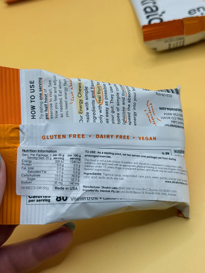 Skratch Labs Orange Energy Chews Sport Fuel 50g 5 Pack