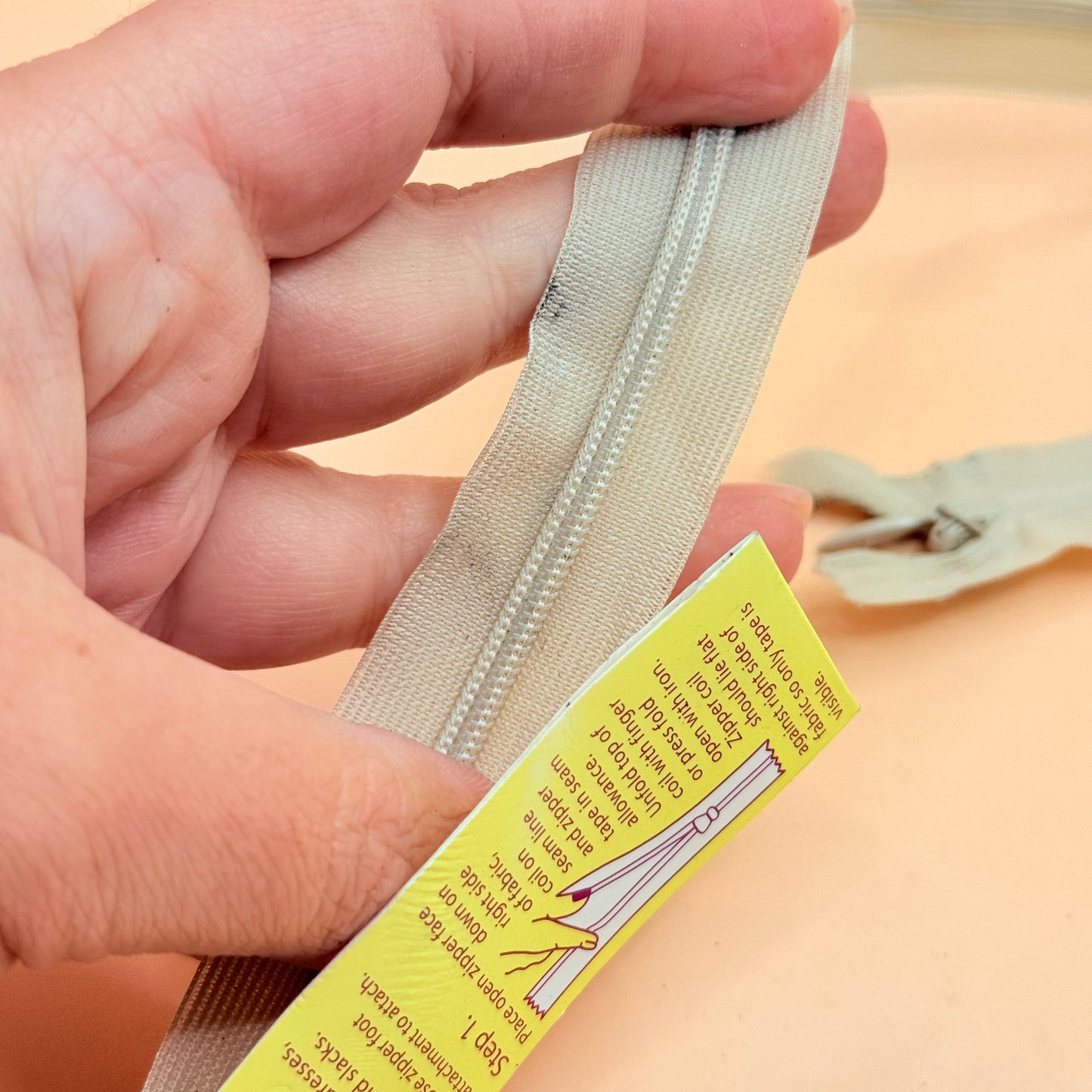 Birch Polyester Invisible Zip 40cm Natural Sewing Zipper