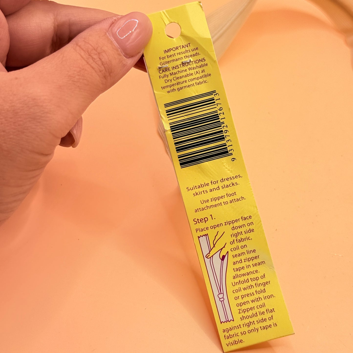 Birch Polyester Invisible Zip 40cm Natural Sewing Zipper