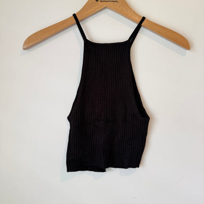 Urban Outfitters Size S Black Ribbed Knit Halter Top