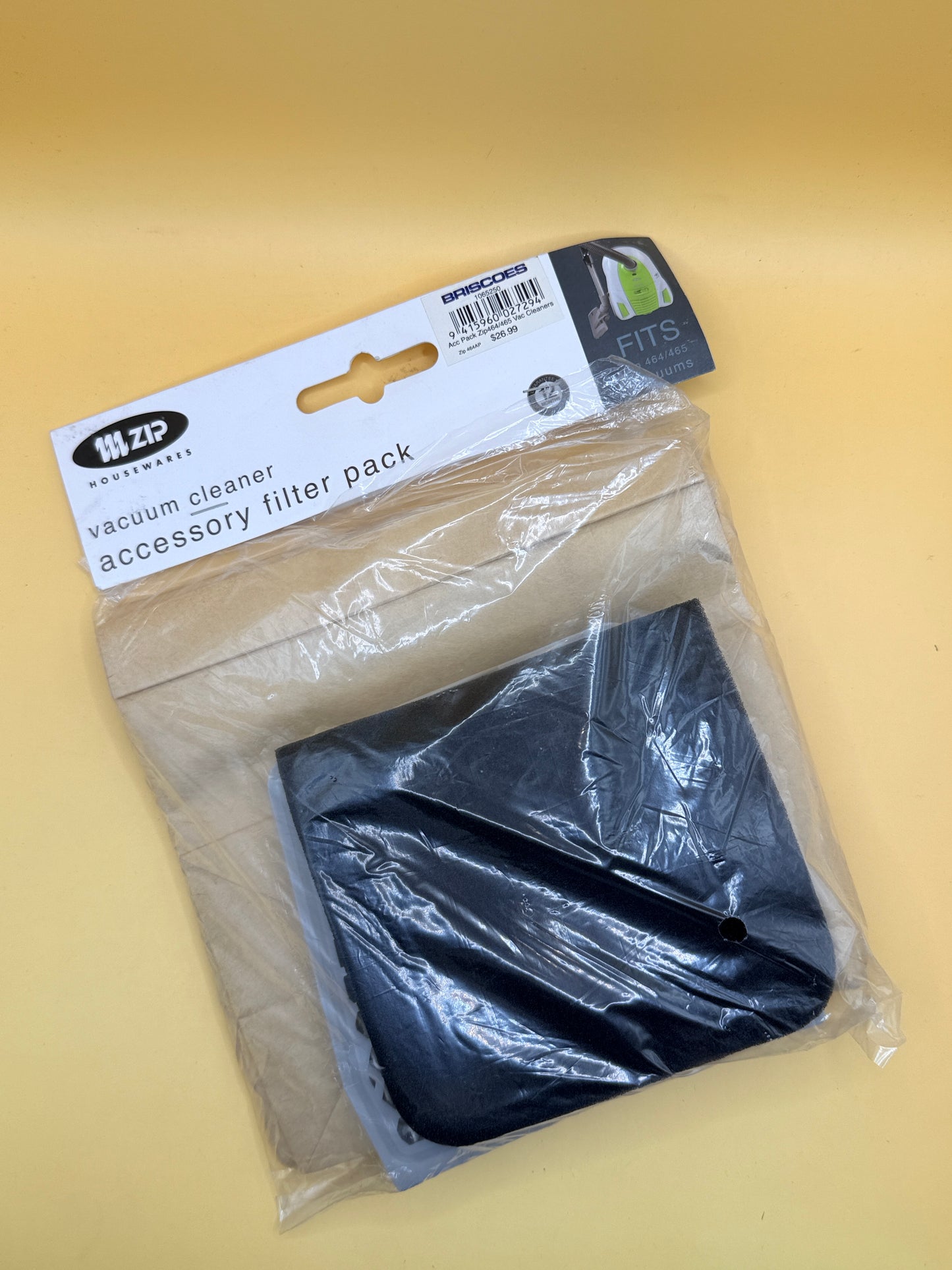ZIP Vacuum Cleaner Accessory Filter Pack for Zip 464/465