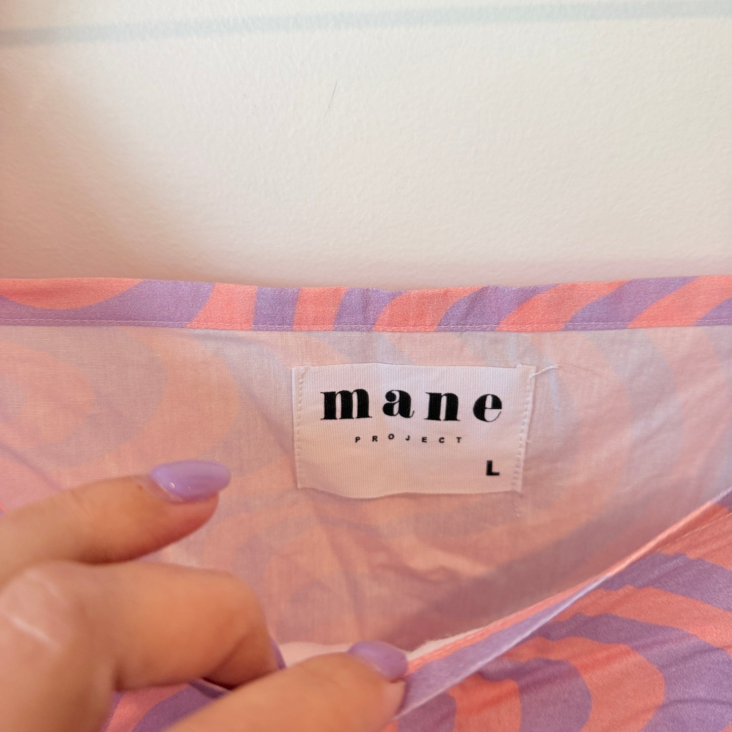 Mane Size L 100% Cotton Pink & Purple Patterned Dress