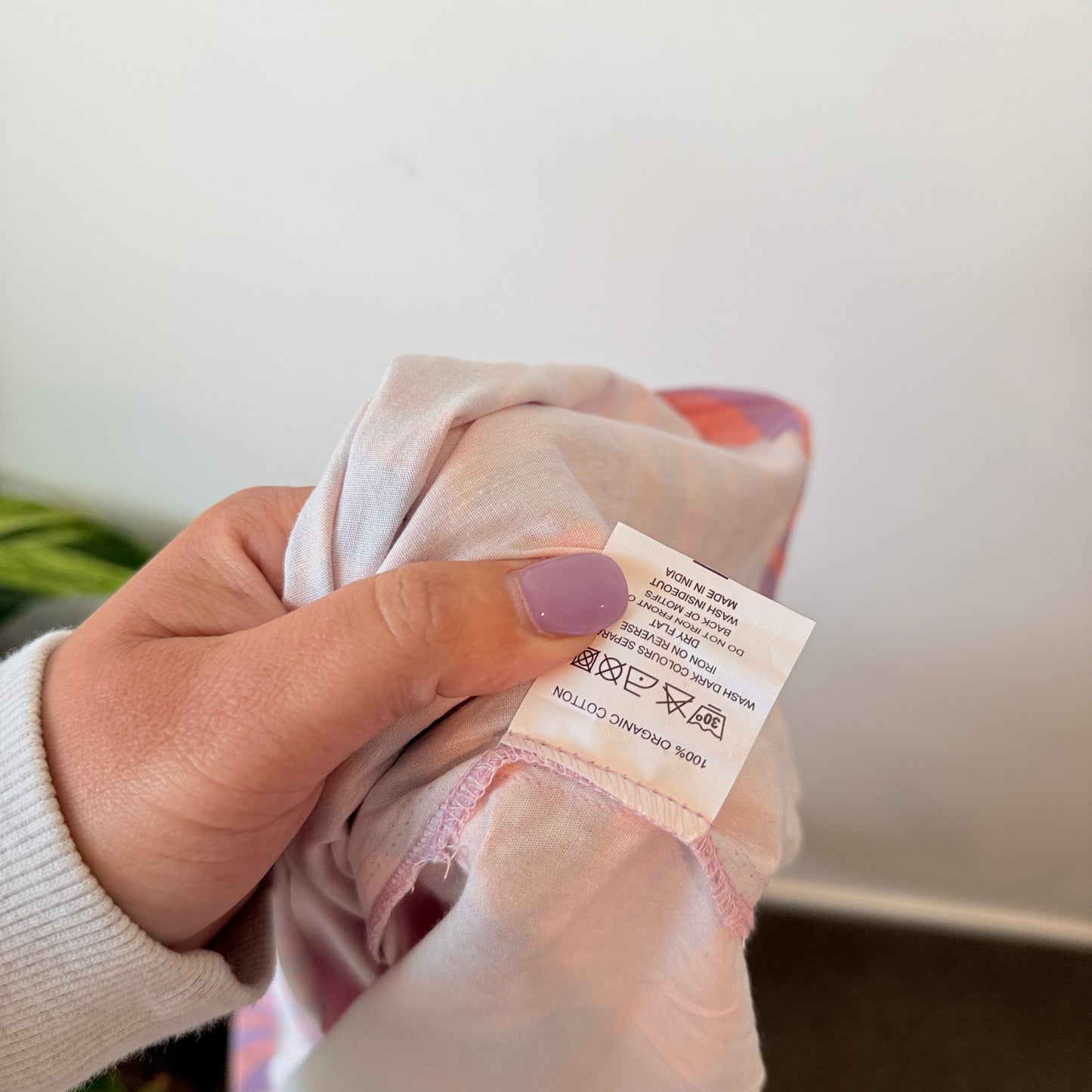 Mane Size L 100% Cotton Pink & Purple Patterned Dress