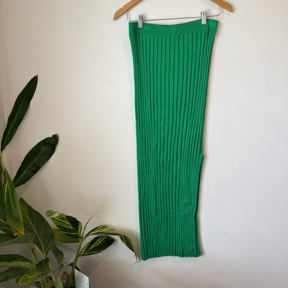Brand Unknown 72cm Waist Green Ribbed Midi Skirt