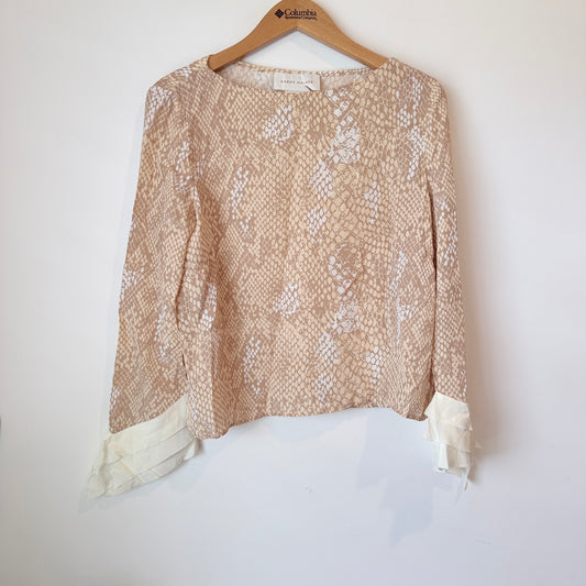 Karen Walker Size 6 Snakeskin Print 100% Silk Top