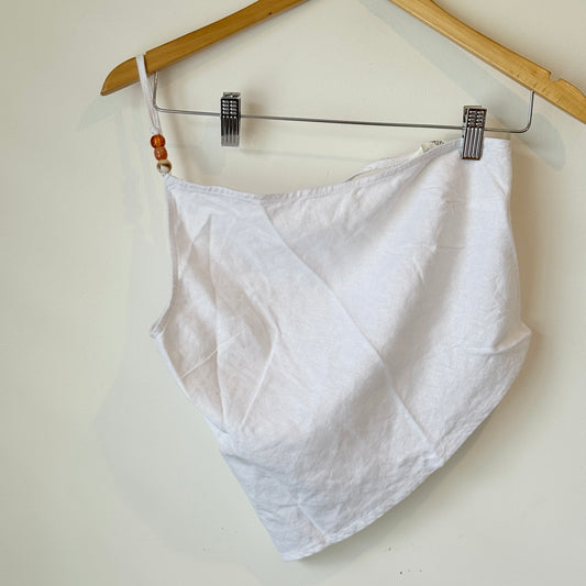 Glassons White Asymmetrical Beaded-Strap Top Size 10