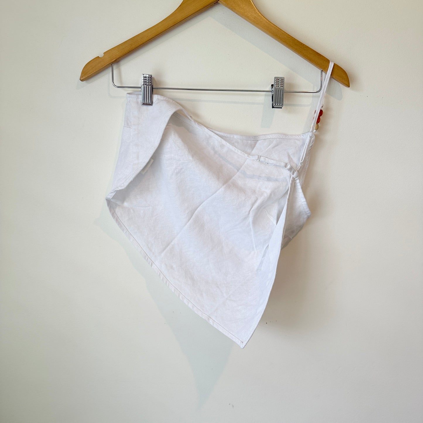 Glassons White Asymmetrical Beaded-Strap Top Size 10