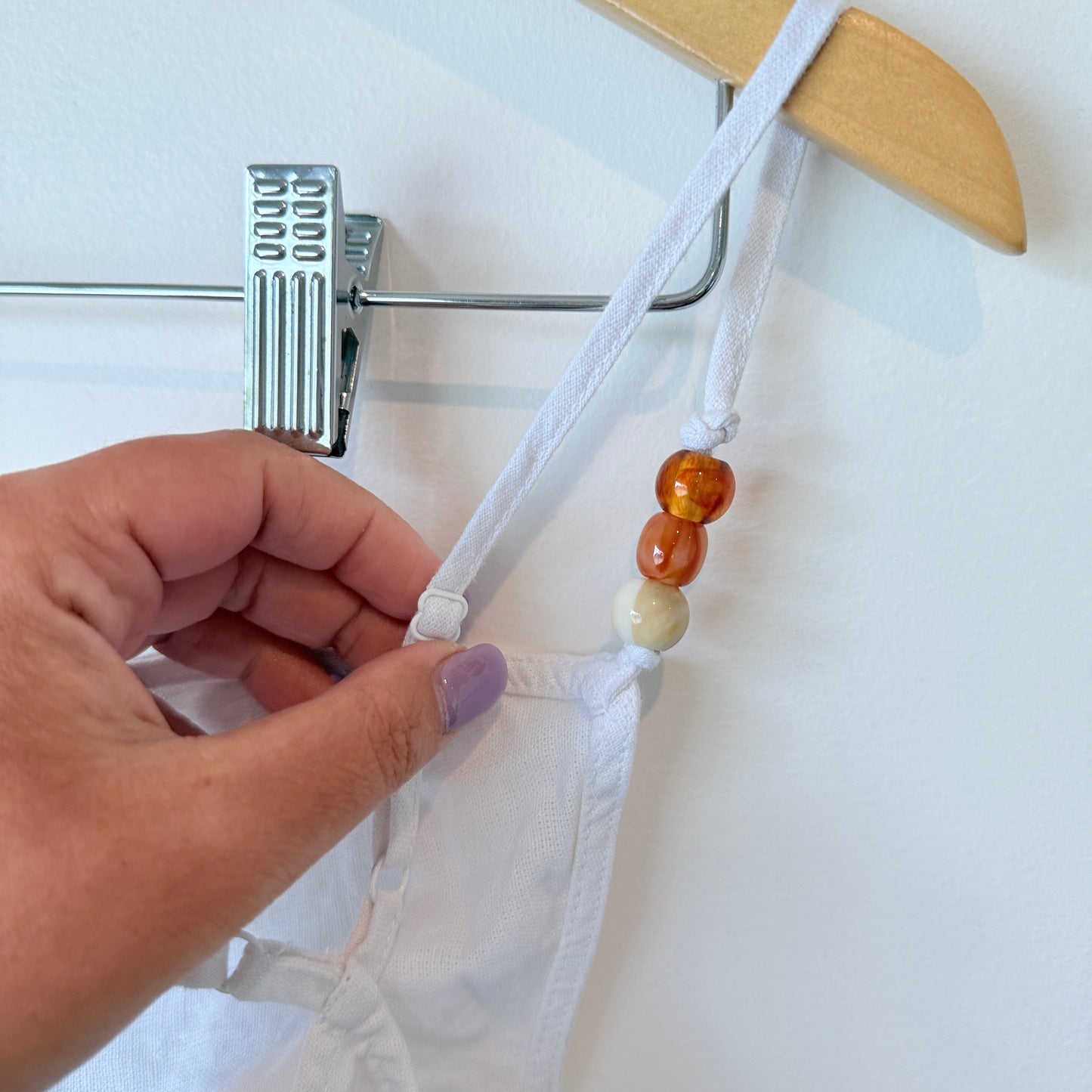 Glassons White Asymmetrical Beaded-Strap Top Size 10