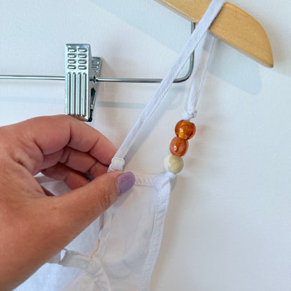 Glassons White Asymmetrical Beaded-Strap Top Size 10