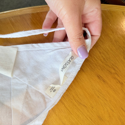 Glassons White Asymmetrical Beaded-Strap Top Size 10