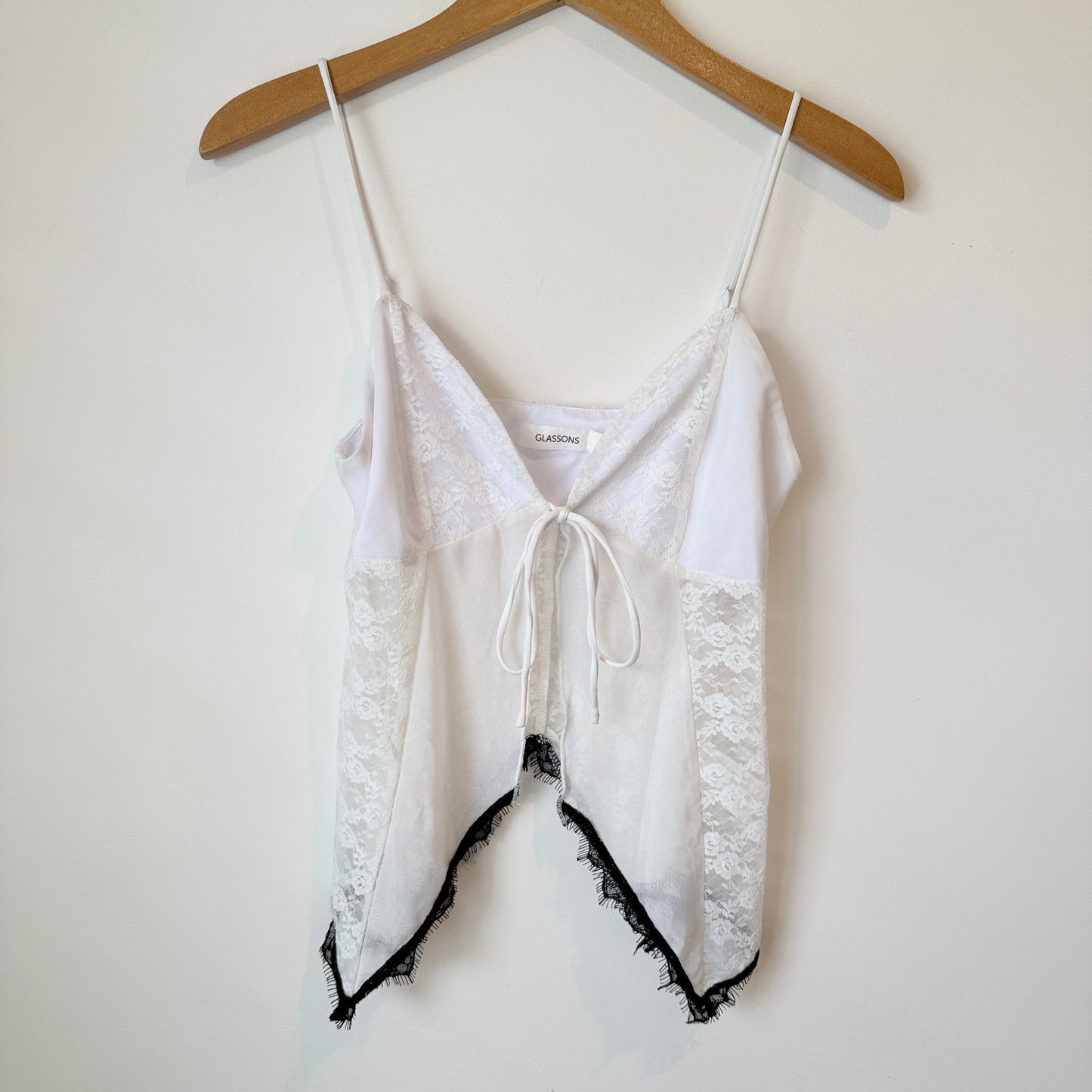 Glassons White Lace Handkerchief-Hem Cami Size M