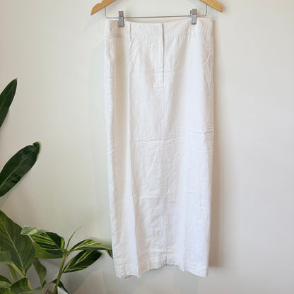 Glassons White Linen-Blend Midi Skirt Size 10