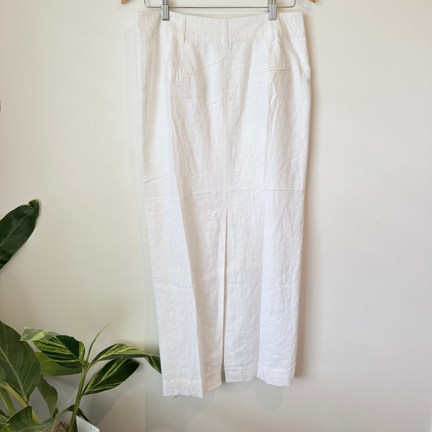 Glassons White Linen-Blend Midi Skirt Size 10