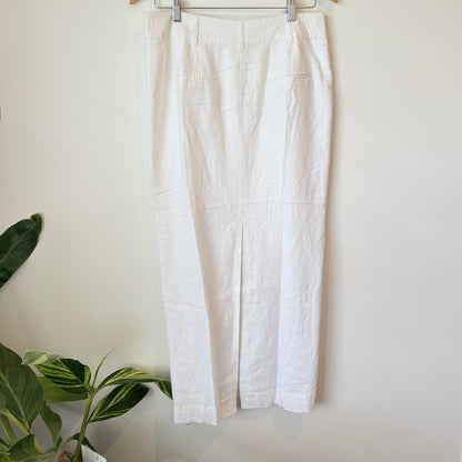 Glassons White Linen-Blend Midi Skirt Size 10