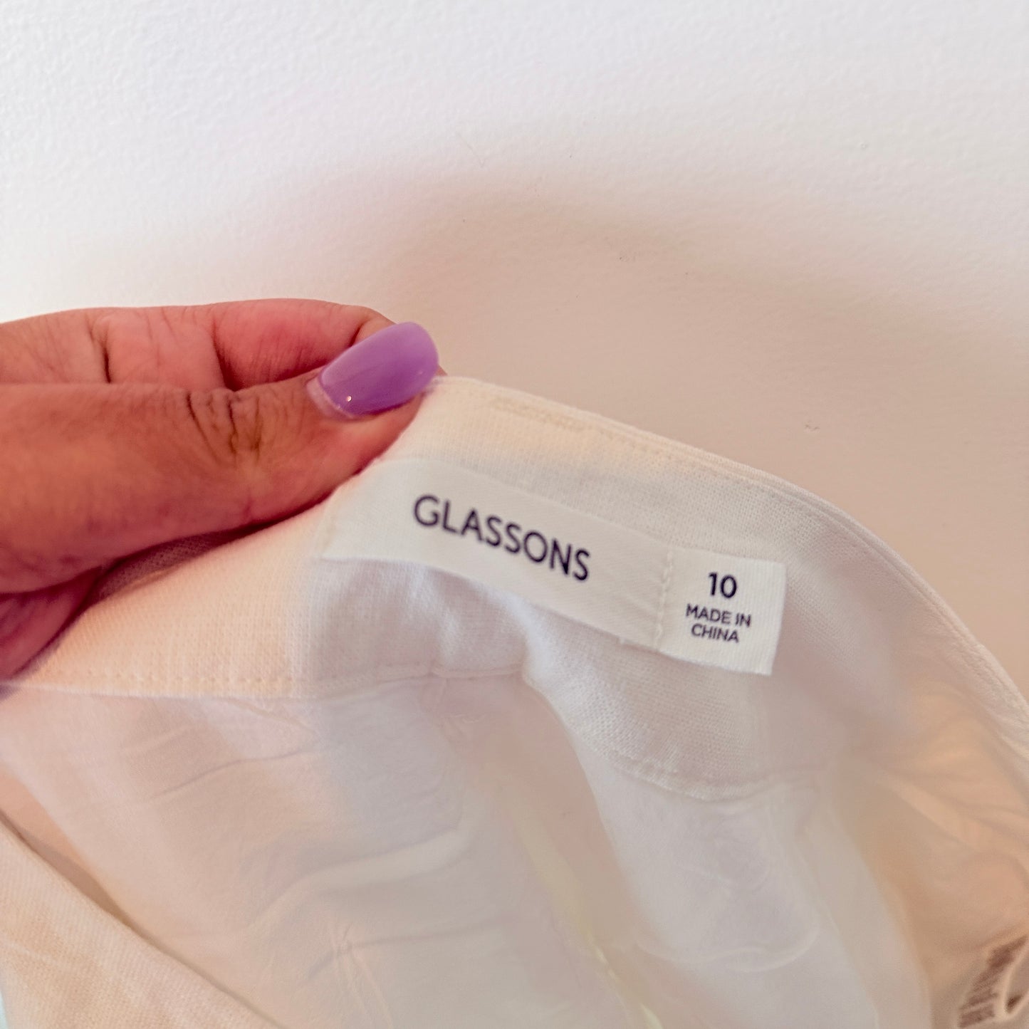 Glassons White Linen-Blend Midi Skirt Size 10