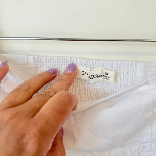 Glassons White Smocked Waist Mini Skirt Size 10