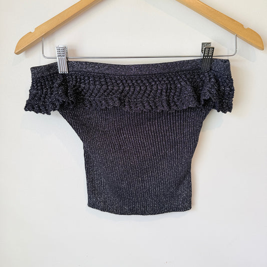 Glassons Black Glitter Off-Shoulder Knit Top Size M