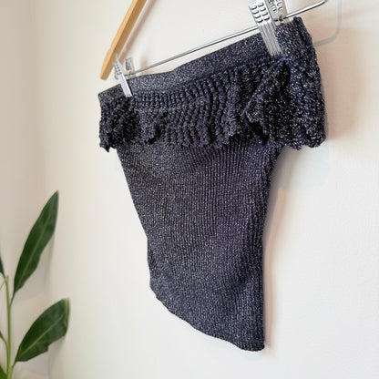 Glassons Black Glitter Off-Shoulder Knit Top Size M