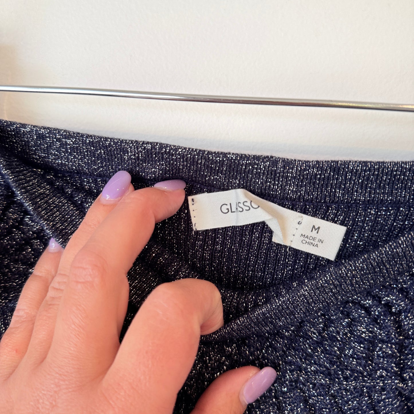 Glassons Black Glitter Off-Shoulder Knit Top Size M