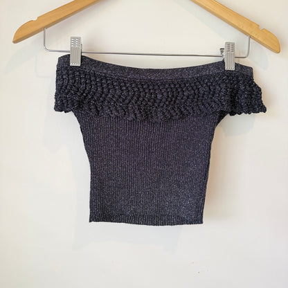Glassons Black Glitter Off-Shoulder Knit Top Size M