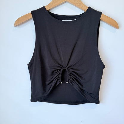 Glassons Black Ruched Front Crop Top Size M