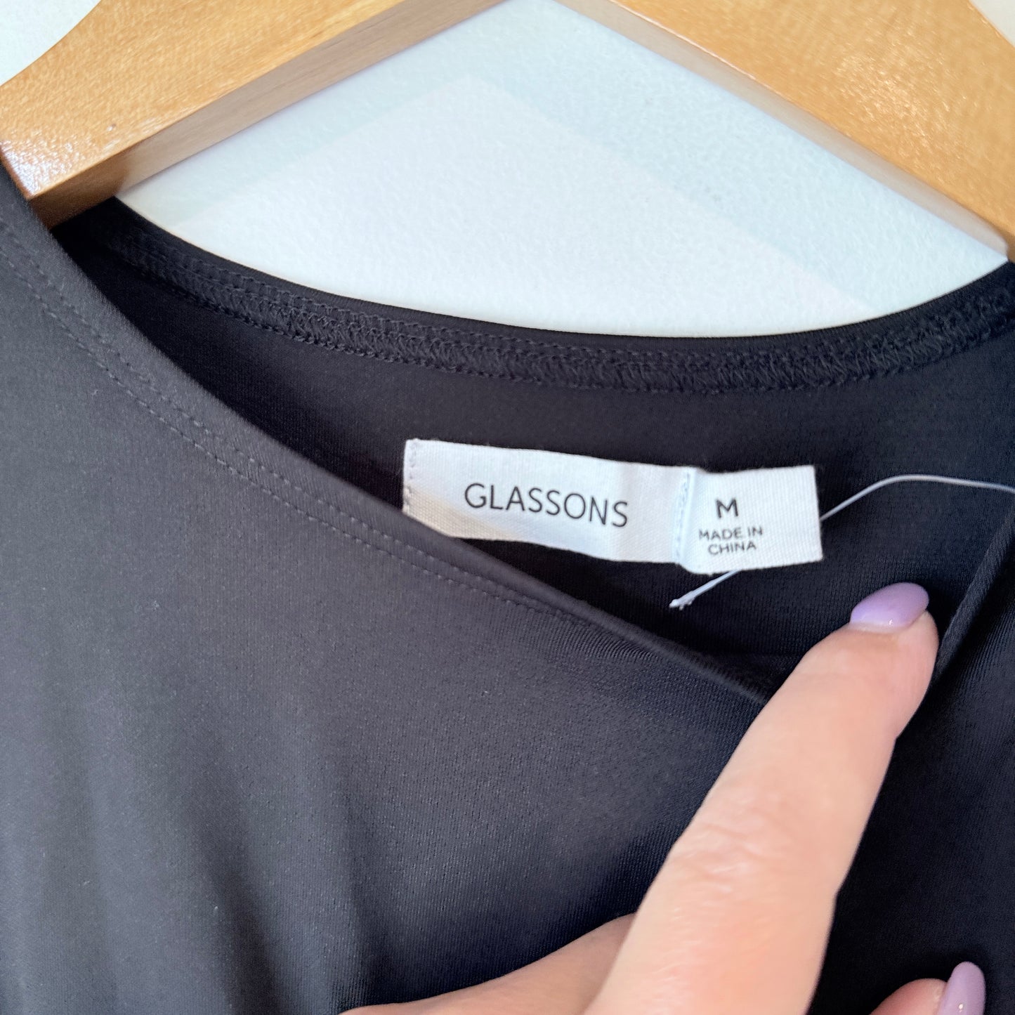 Glassons Black Ruched Front Crop Top Size M
