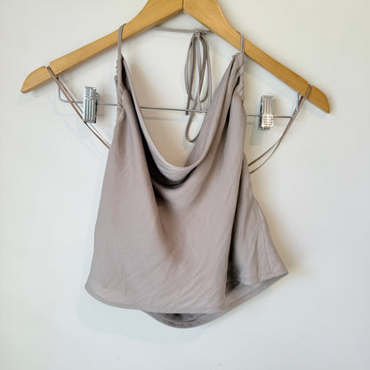 Glassons Taupe Cowl-Neck Tie-Back Top – Size 10