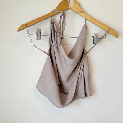 Glassons Taupe Cowl-Neck Tie-Back Top – Size 10