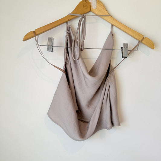 Glassons Taupe Cowl-Neck Tie-Back Top – Size 10