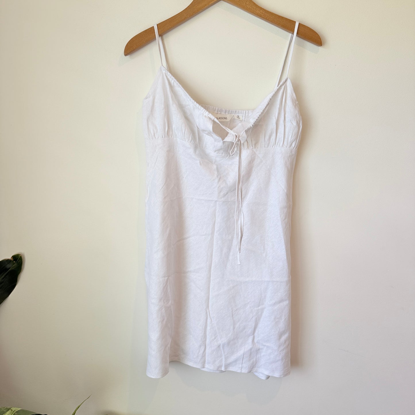 Glassons White Tie-Front Slip Dress – Size 10