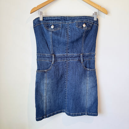 Glassons Blue Denim Strapless Dress – Size 10