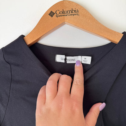 Glassons Asymmetrical Cut-Out Long Sleeve Bodysuit – Black Size M