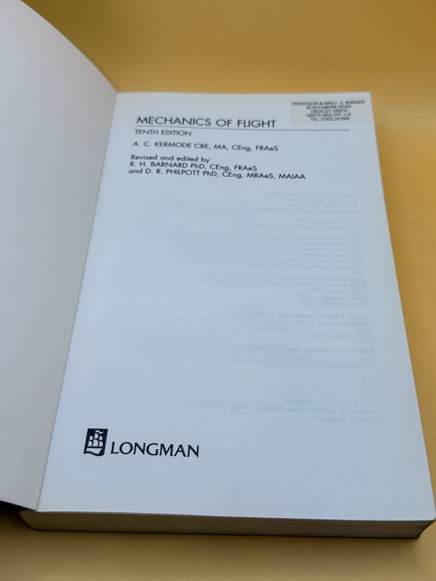 Mechanics of Flight (10th Edition) by A. C. Kermode