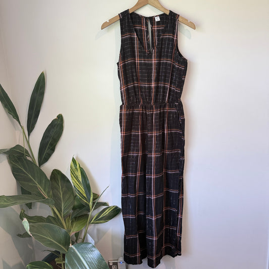 Old Navy Size S Sleeveless Black Plaid Jumpsuit