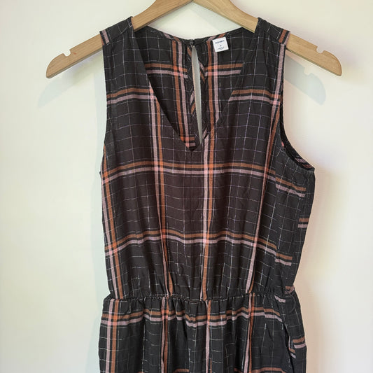 Old Navy Size S Sleeveless Black Plaid Jumpsuit