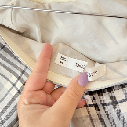 Glassons Grey Check Strapless Pleated Dress Size 10